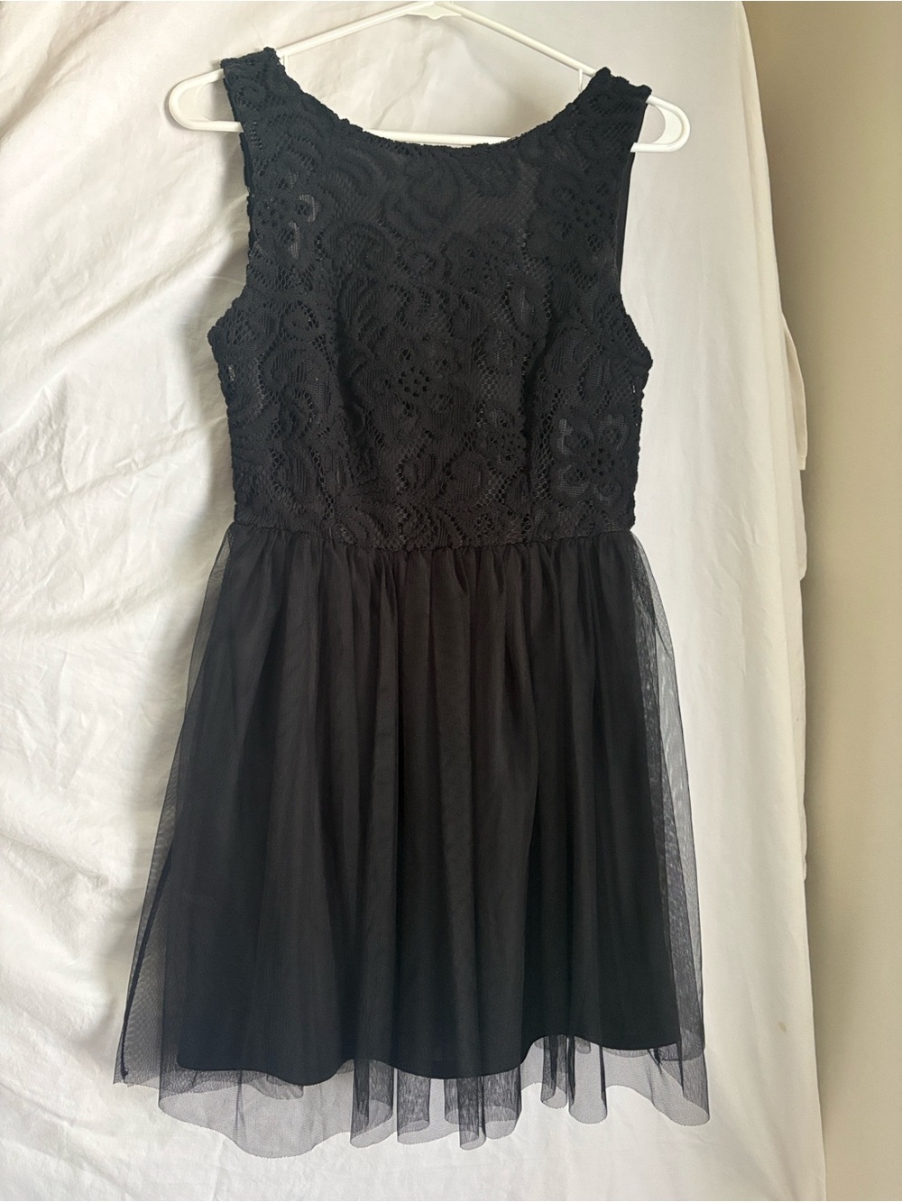 finn & clover Black Lace Fit-and-Flare Mini Dress